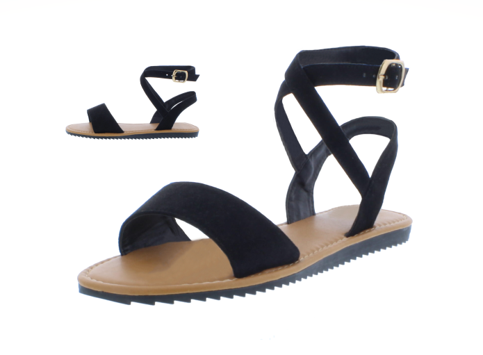 Women Ankle Wrap Sandal with Buckle Closure
